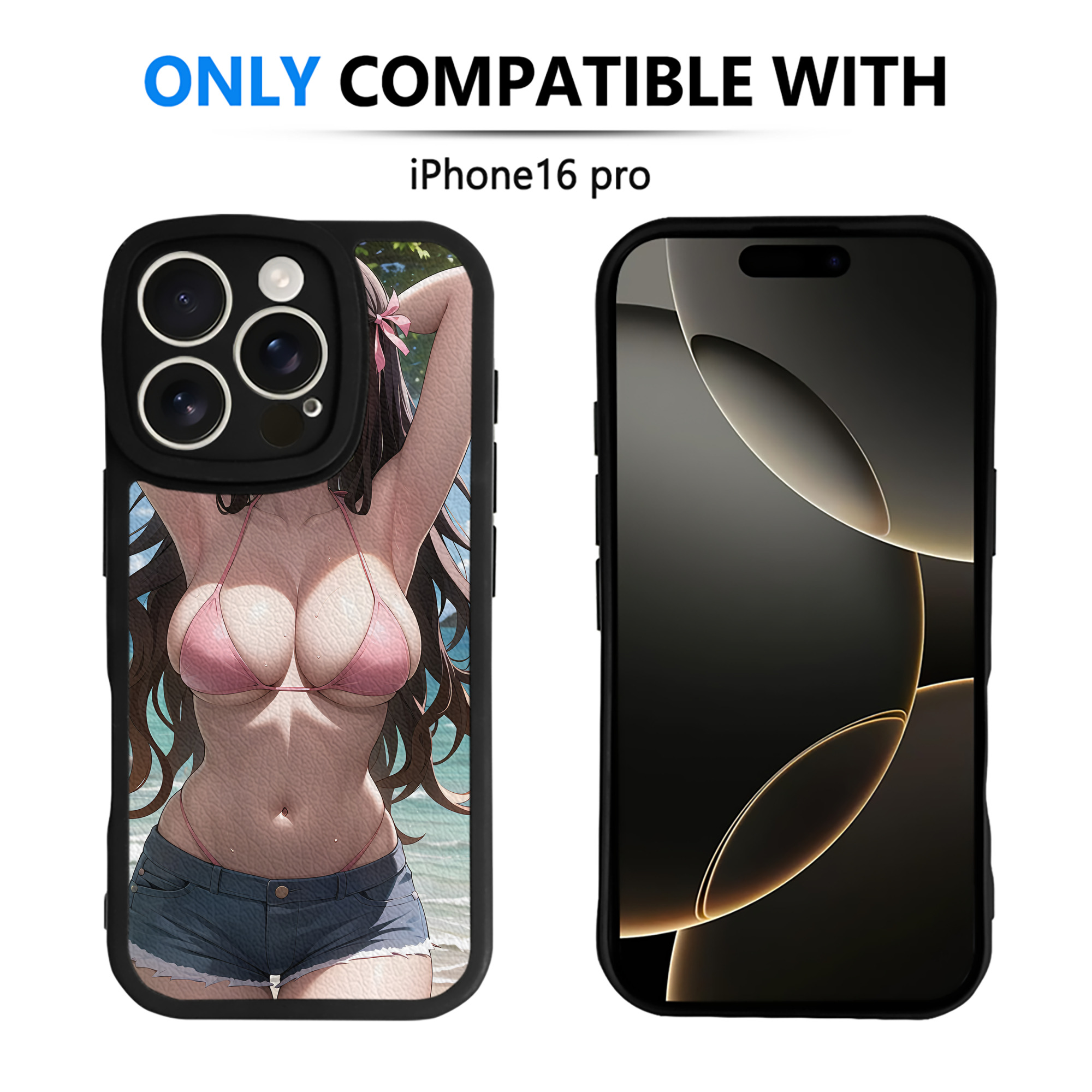 （画像用） 鬼滅の刃（きめつのやいば）竈門 禰󠄀豆子／かまど ねずこ Kamado Nezuko 【iPhone 16シリーズ対応】シリコンスマホケース（レザー調） 材質：シリコン